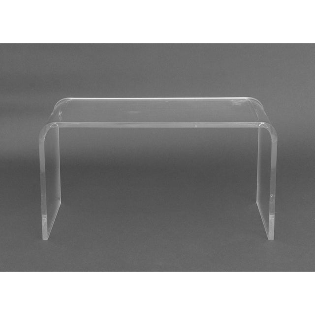 Plastic Modern Clear Acrylic Waterfall Table For Sale - Image 7 of 7