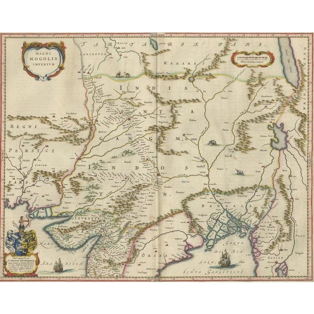 17th Century Imperial Mughal India Map from Blaeu, 1642 For Sale - Image 5 of 13