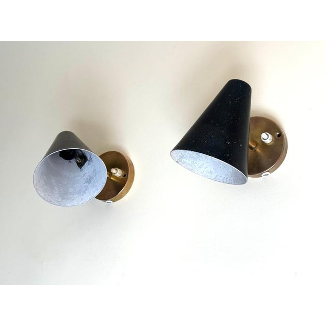 Metal Scandinavian Modern Wall Lamps with Adjustable Cone Shades, 1960s, Set of 2 For Sale - Image 7 of 18