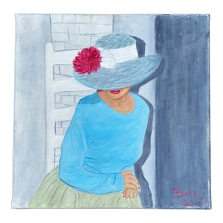 Lady in a Hat - Original Oil on Canvas in a Contemporary Style For Sale