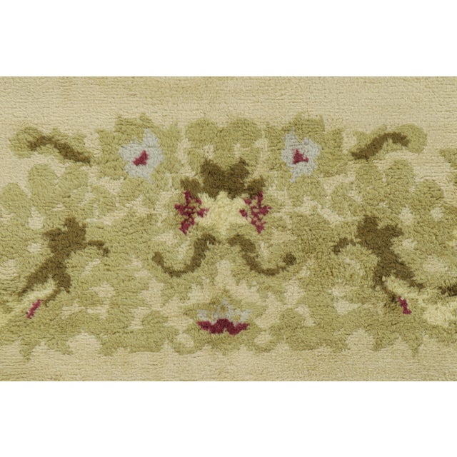 Art Deco Antique Leleu French Art Deco Rug in Green With Floral Patterns - Rug & Kilim For Sale - Image 3 of 7