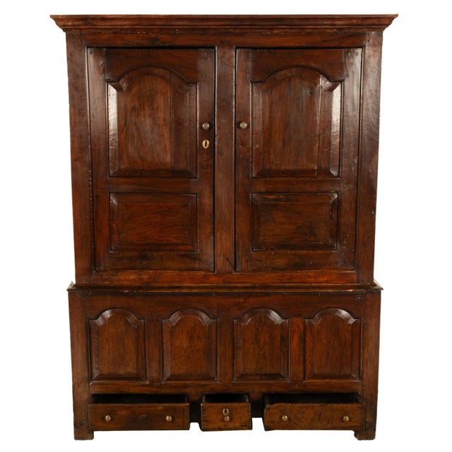 18th Century Antique 18th Century Welsh Oak Press Livery Housekeepers Cupboard Cabinet Chest 1750 For Sale - Image 5 of 14
