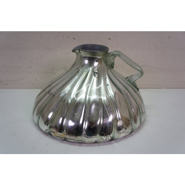 Antique Victorian Hand Blown Silver Mirrored Mercury Glass Pitcher Jug For Sale - Image 15 of 18
