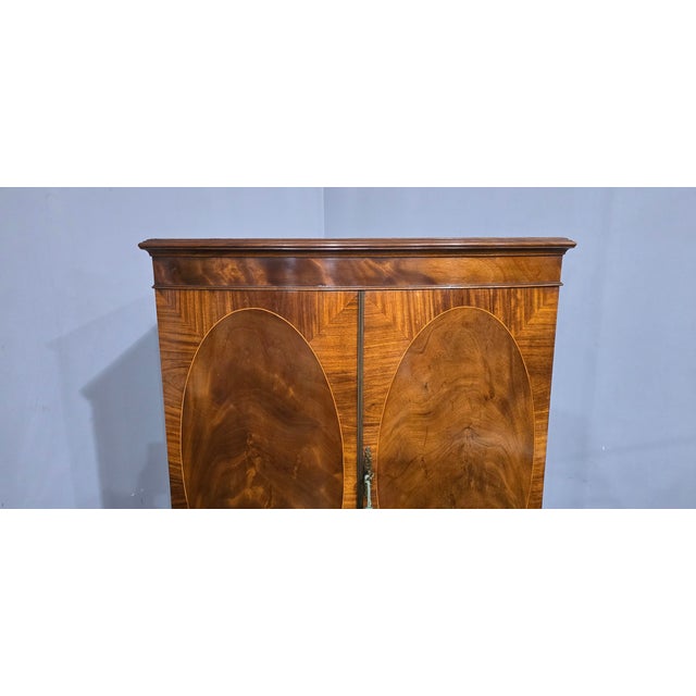 Inlaid Bow Front Linen Press, 1910s For Sale - Image 14 of 16
