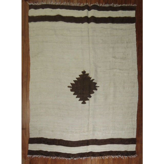 Textile Ivory Vintage Turkish Mohair Rug - 4'6" x 6' For Sale - Image 7 of 7