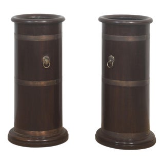 19th Century Mahogany Umbrella Stands with Brass Mounts, Set of 2 For Sale