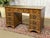 Late 20th Century Vintage English Flat Desk with Drawers in Yew Wood with Leather Top, 1970s For Sale - Image 5 of 15