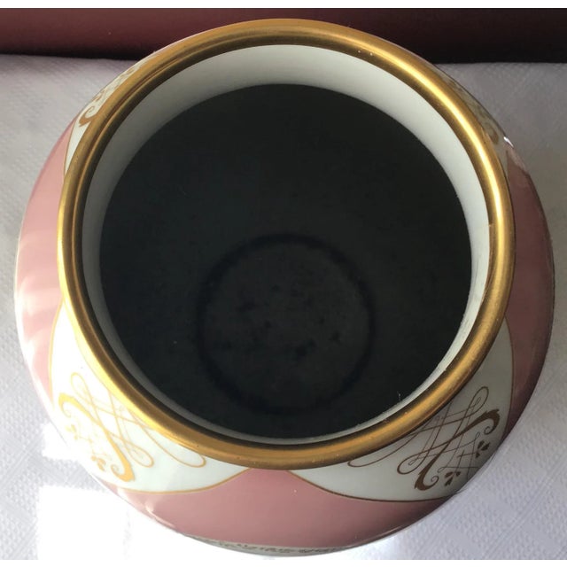 Ceramic Large Vintage Lorenz Hutschenreuther German Porcelain Vase – 20” Tall, Pink & Gold Floral Panels For Sale - Image 7 of 9