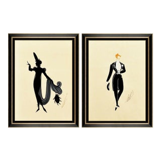 Mid 20th Century Influence Directoire & La Ciboulette, Erté - Set of 2 For Sale