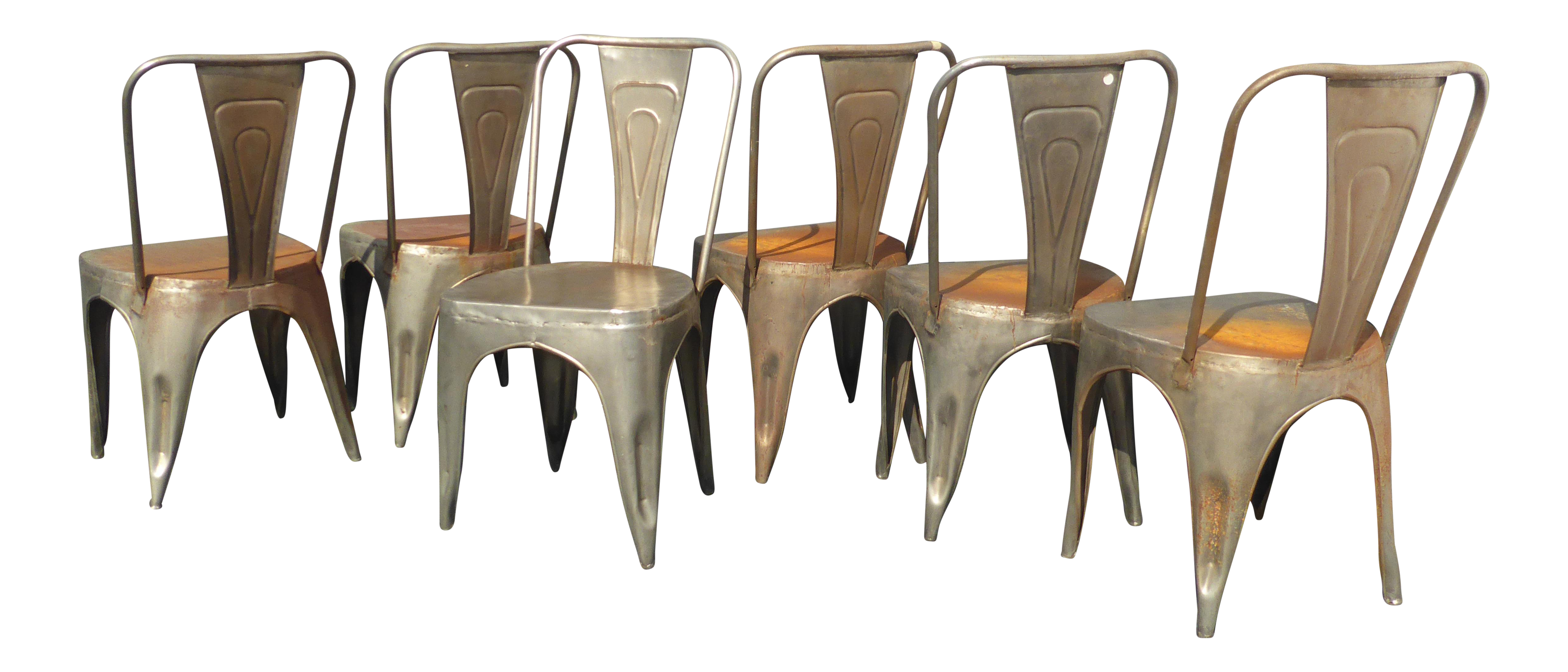Vintage Rustic Industrial Style Metal Dining Chairs Set Of 6