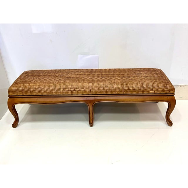 20th Century Cabriolet Legs Bench With Seagrass For Sale - Image 9 of 9
