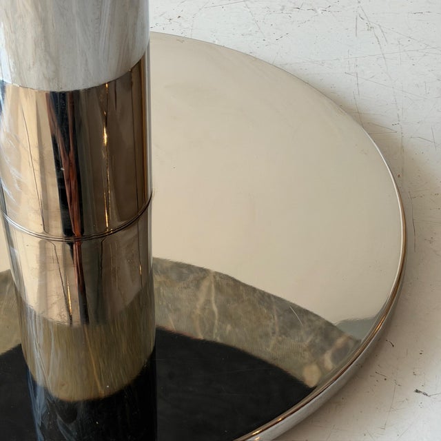 Marble + Chrome Circle Dining Table by Brueton For Sale In Chicago - Image 6 of 7