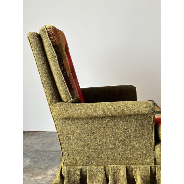 Olive Tweed Swivel Rocker With Patchwork Plaid Upholstery, 1970s For Sale - Image 16 of 18