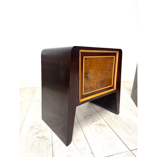 Brown Bedside Tables in the style of to Paolo Buffa, 1950s, Set of 2 For Sale - Image 8 of 16