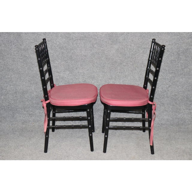 1950s Set of Ebonized Set of 8 French Faux Bamboo Ebonized Dining Chairs For Sale - Image 5 of 11