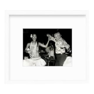Custom Framed Black & White Photograph of Luau Girl & Dancing Man Art For Sale