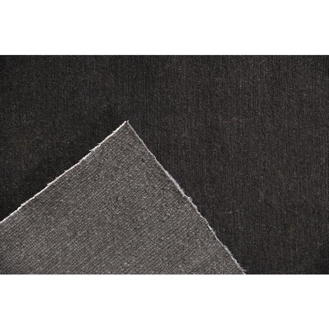 2010s Hand-Knotted Contemporary Solid Black Runner Rug For Sale - Image 5 of 6
