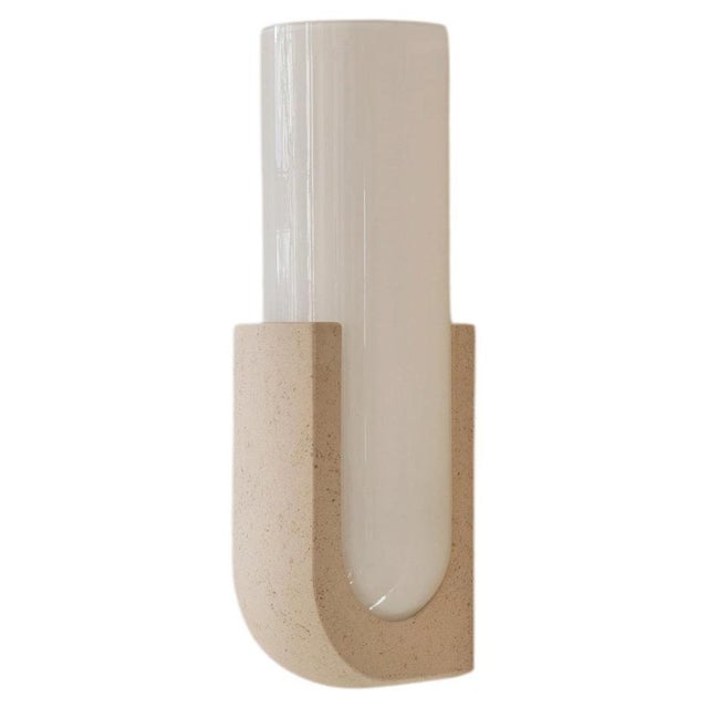 Pluto Sconce in Ceramic Stone and White Glass by Farrah Sit For Sale - Image 11 of 11