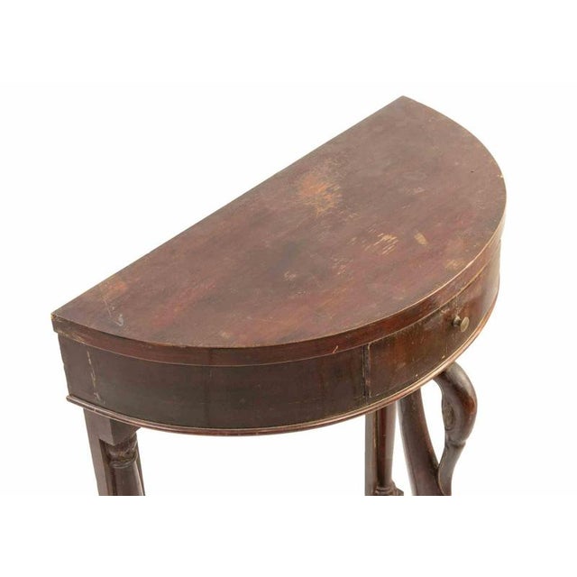 Vintage Semi-Round Empire Style Mahogany Console Table, Italy For Sale - Image 6 of 7