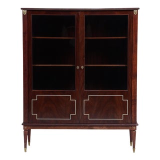 Mid-Century Mahogany Display Cabinet with Brass Details, 1960s For Sale