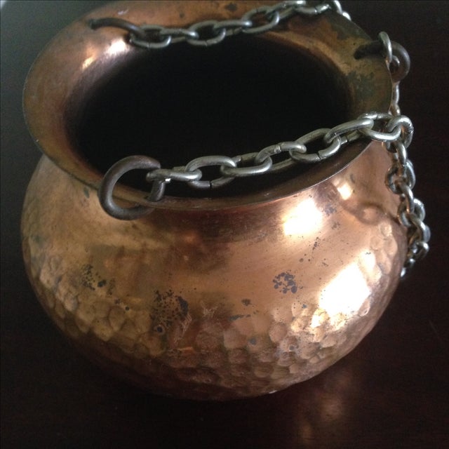 Vintage Hammered Copper Hanging Planter Chairish