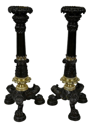Restoration Era Bronze Candleholders, Early 19th Century, Set of 2
