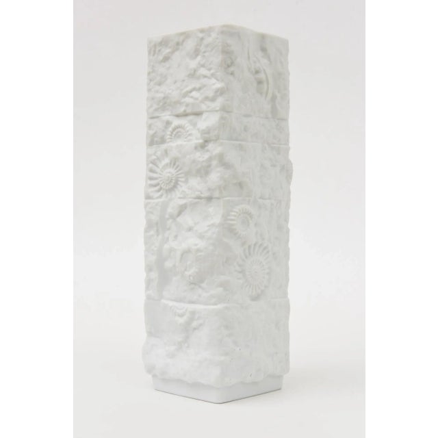 Vintage German Signed Kaiser Fossilized Porcelain Vase With Textured Relief For Sale In Miami - Image 6 of 11