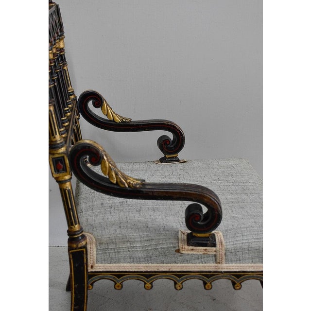 Small Napoleon III Blackened Wood Armchair, Mid-19th Century For Sale - Image 10 of 15