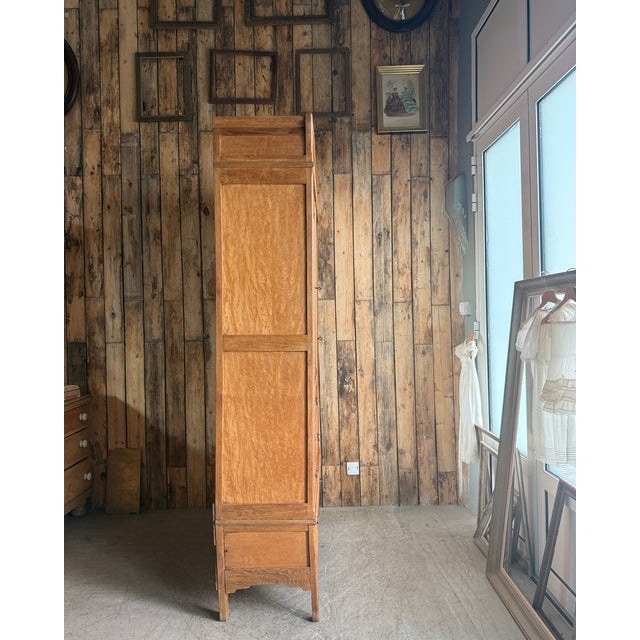 Large Art Nouveau Wardrobe in Oak and Speckled Maple, 1890s For Sale - Image 9 of 18