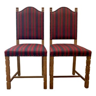 A Pair of Henning Kjaernulf Style Danish Oak Dining Chairs, C. 1970s For Sale