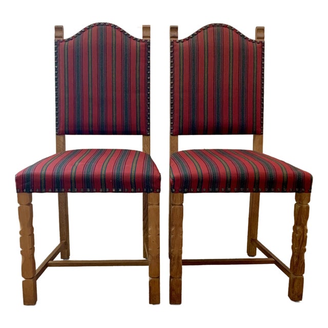 A Pair of Henning Kjaernulf Style Danish Oak Dining Chairs, C. 1970s For Sale
