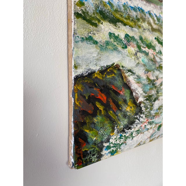 Mid 20th Century Vintage Abstract Seascape Oil Painting on Canvas — Expressive Coastal Modern Ar For Sale - Image 5 of 9