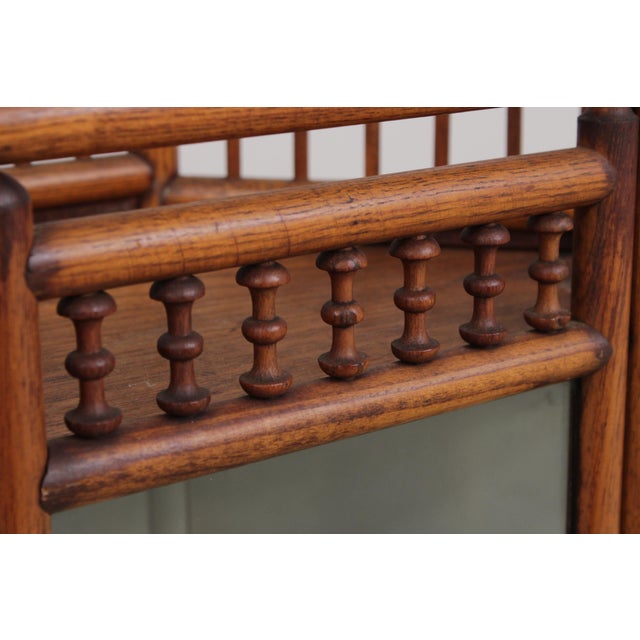 Brown Antique Victorian Oak Stick & Ball Corner Hanging Cabinet For Sale - Image 8 of 12