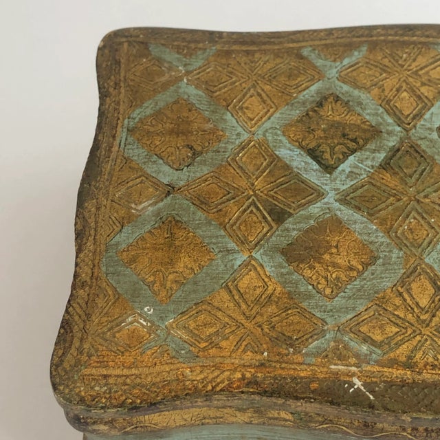Gold Vintage Italian Florentine Gold Green Footed Trinket Jewelry Box For Sale - Image 8 of 10