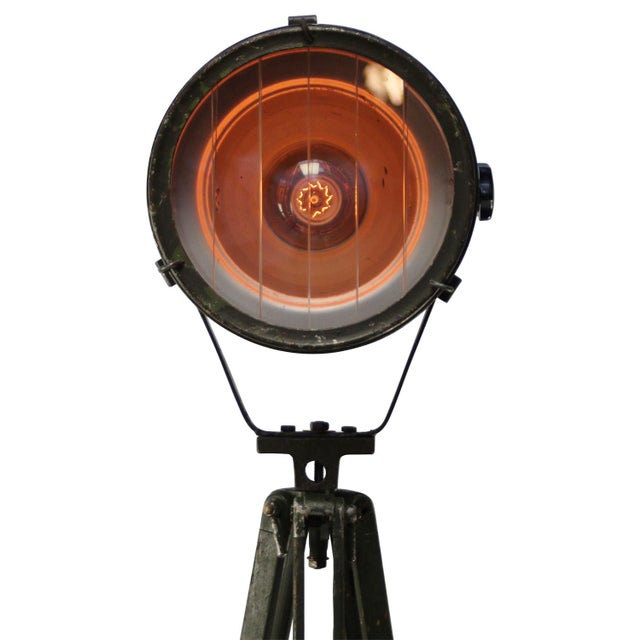 Industrial Vintage Industrial Clear Glass and Wooden Floor Lamp For Sale - Image 3 of 9