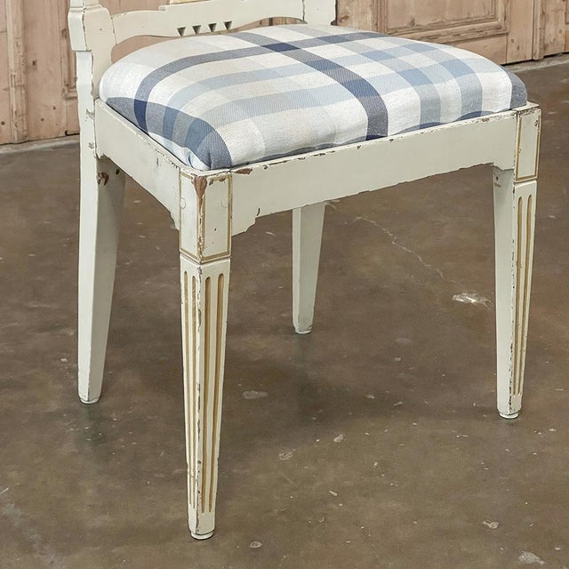 Set of 6 Antique Swedish Gustavian Painted Dining Chairs Includes 2 Armchairs For Sale - Image 11 of 18