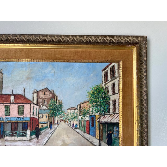 Textile Vincenzo Fioravanti (Italian, 20th C.) Paris Oil on Canvas Painting, Framed For Sale - Image 7 of 12