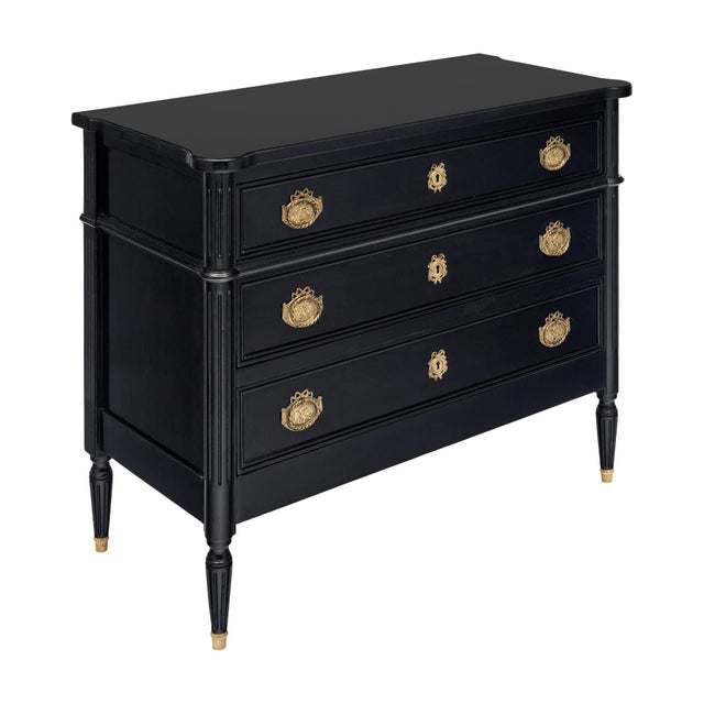 French French Louis XVI Style Chest of Drawers, Ebonized, Antique 1910s For Sale - Image 3 of 9