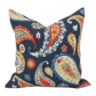 20 x 20 Pillow Boteh Indigo - Down Insert For Sale