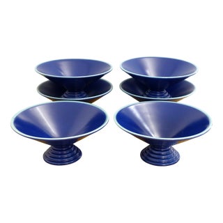 Dessert Bowls in Matte Cobalt Blue Earthenware, 1950s, Set of 6 For Sale