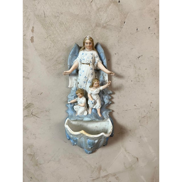 Biscuit Angel Holy Water Font, 1890s For Sale - Image 13 of 18