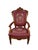 Early 20th Century Vintage Renaissance Revival Carved Armchair With Burgundy Floral Upholstery For Sale - Image 5 of 18