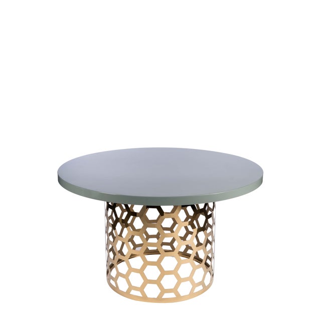 Hollywood Regency Gold Stainless Steel Round Dining Table ...
