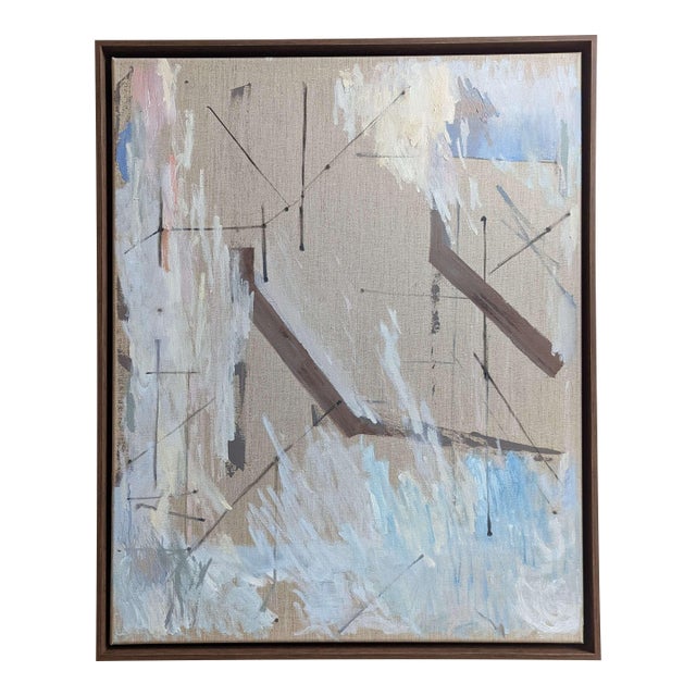 Contemporary Power Lines - Framed Original Abstract Oil Painting For Sale