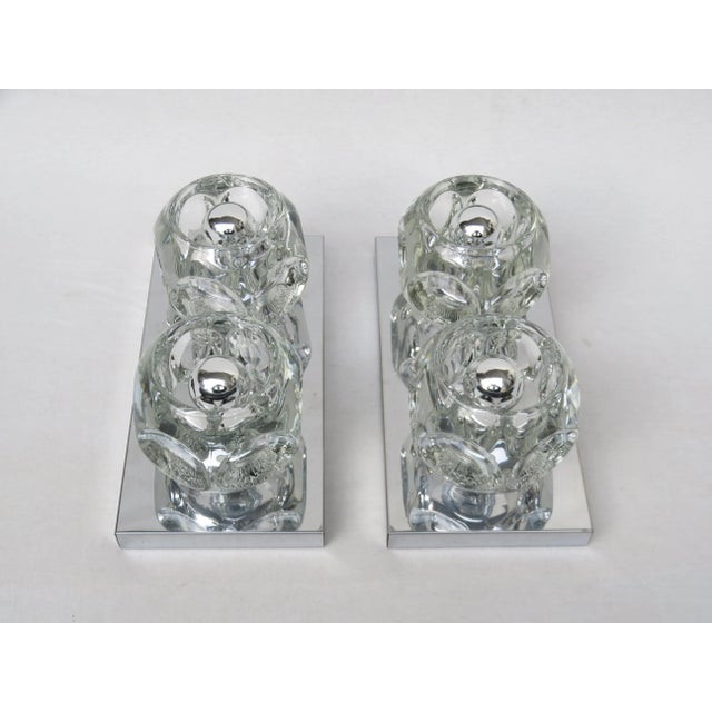 Cubist Chrome & Glass Ceiling or Wall Sconces from Peill & Putzler, 1960s, Set of 2 For Sale - Image 13 of 13