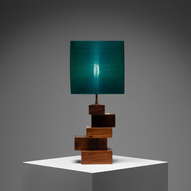 Vintage French Teak Table Lamp, 1970s For Sale - Image 3 of 8