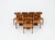 Set of 8 Mario Marenco brown wood and leather chairs. Model: Sapporo. Seat height: 47 cm. Wear consistent with age and...