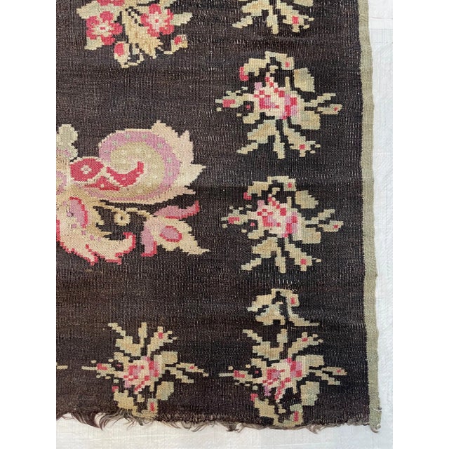 Textile Early 20th Century Antique Kilim Floral Runner - 12'6'' X 5'3'' For Sale - Image 7 of 8
