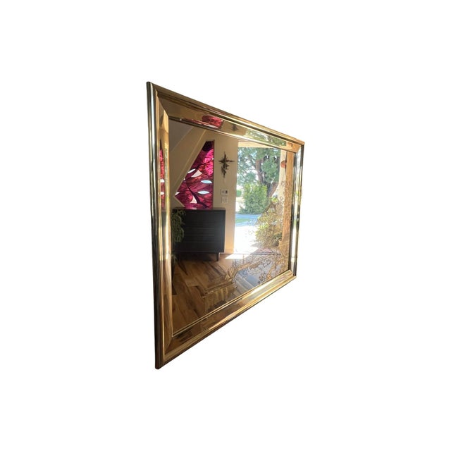 Mid-Century Modern Vintage Mid Century Modern 1980s Hollywood Regency Asian Eglomise Asian Motif Gold Gilding Wall Mirror For Sale - Image 3 of 10