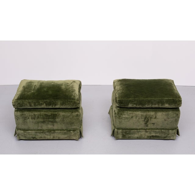 1970s Vintage French Green Velvet Stools, 1970s, Set of 2 For Sale - Image 5 of 8